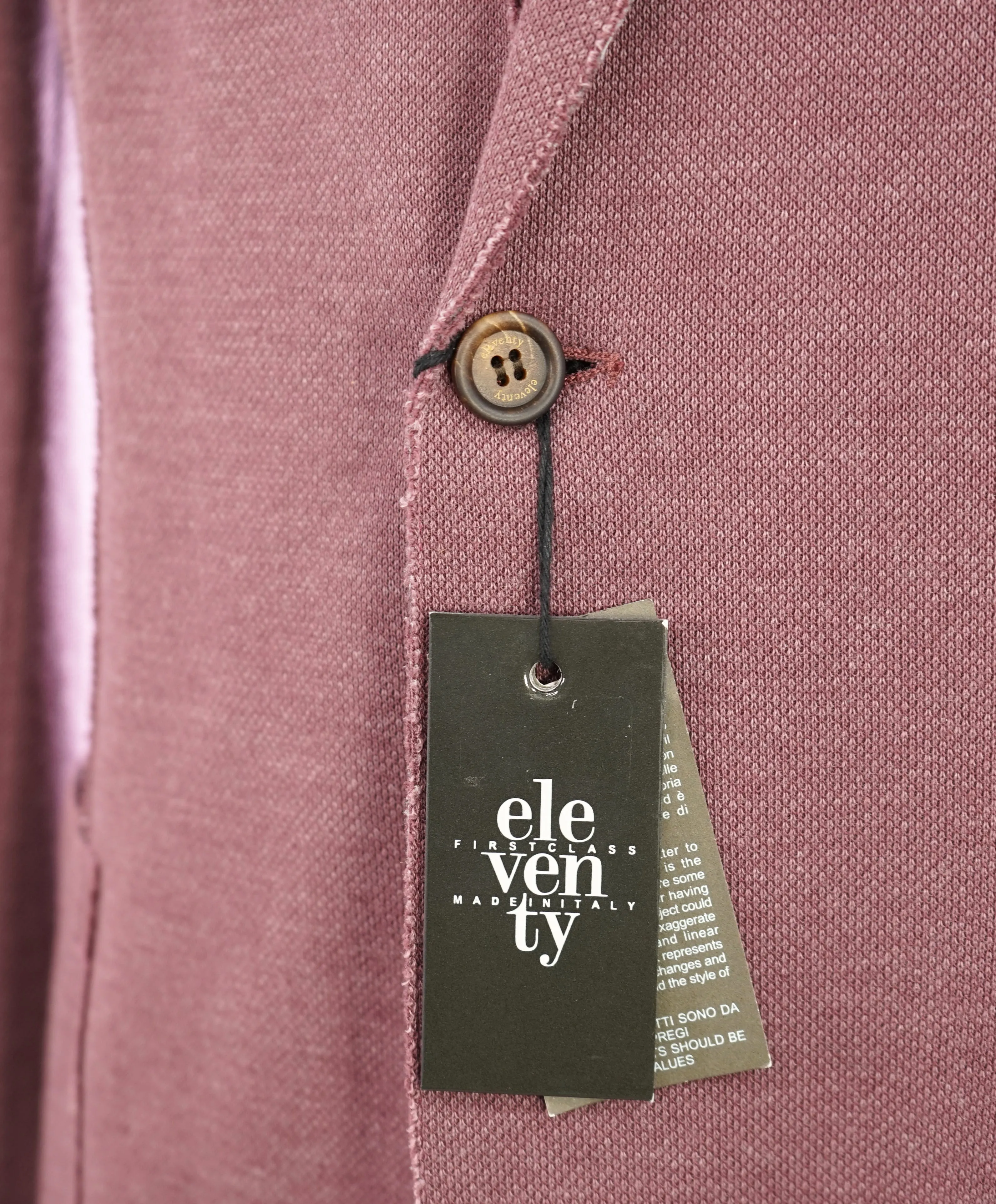 ELEVENTY - Cotton Pique Burgundy LEATHER SUEDE "Bruenllo Style" Blazer - 44R