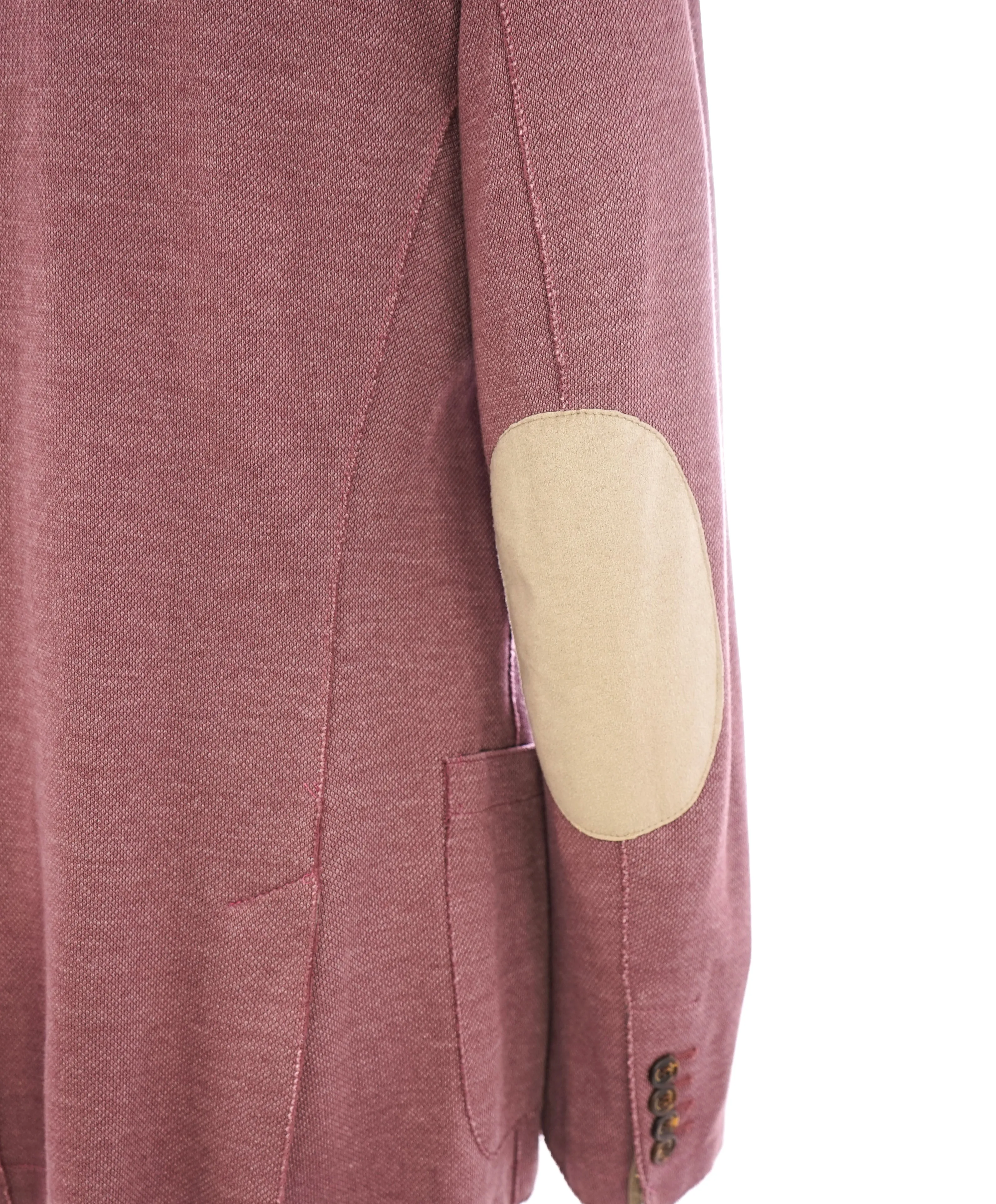 ELEVENTY - Cotton Pique Burgundy LEATHER SUEDE "Bruenllo Style" Blazer - 44R