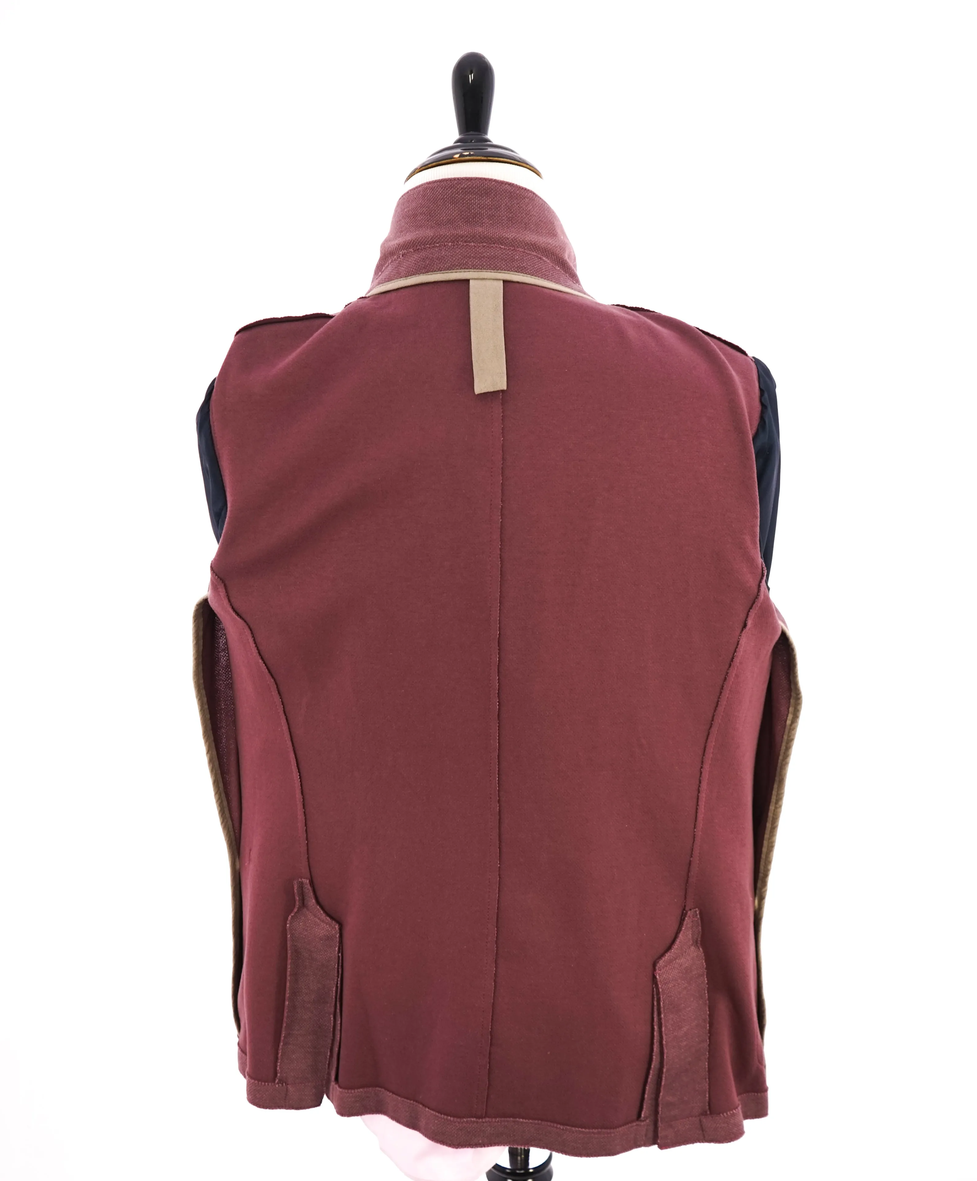 ELEVENTY - Cotton Pique Burgundy LEATHER SUEDE "Bruenllo Style" Blazer - 44R