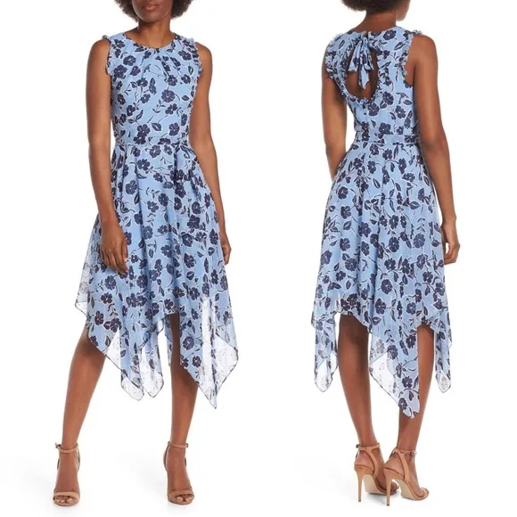 Eliza J Floral Handkerchief Hem Dress