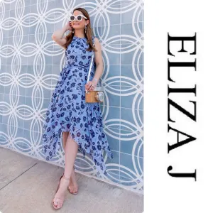 Eliza J Floral Handkerchief Hem Dress