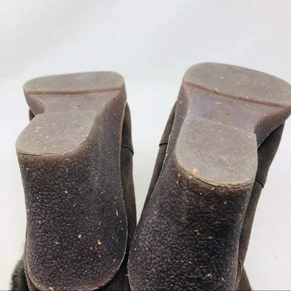 Emu Brown Sheepskin Suede Fur Lined Wedge Boots