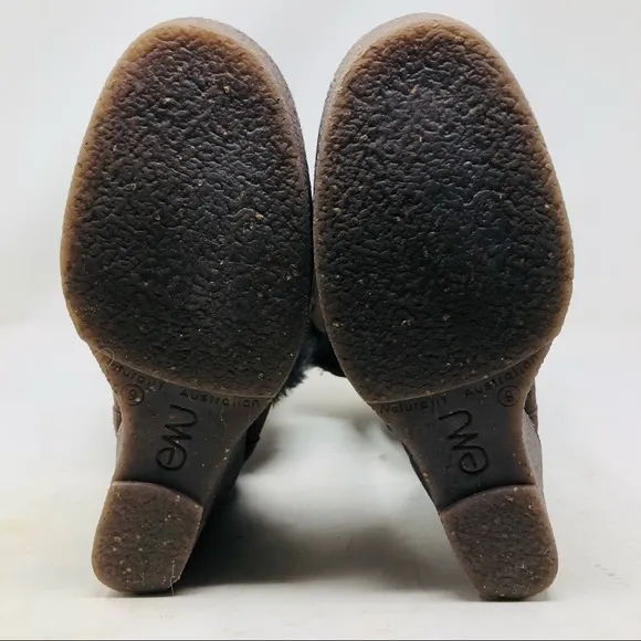 Emu Brown Sheepskin Suede Fur Lined Wedge Boots