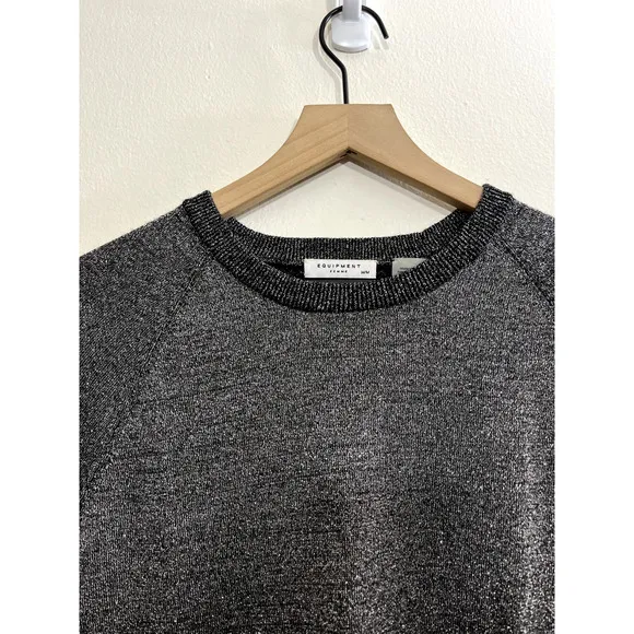 Equipment Femme Womens Metallic Wool Blend Pullover Sweater M Lightweight Office