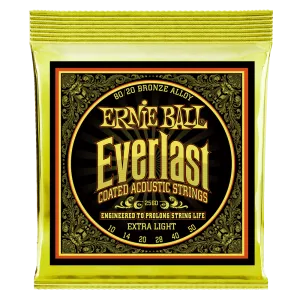 Ernie Ball Everlast Extra Light Coated 80/20 Bronze Acoustic String, 10-50 Gauge