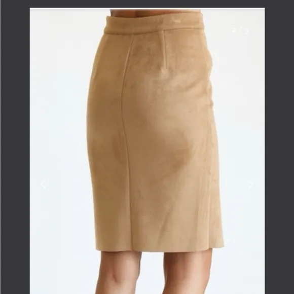 Fate Faux Brown Suede Skirt Zipper Knee Length Size Medium
