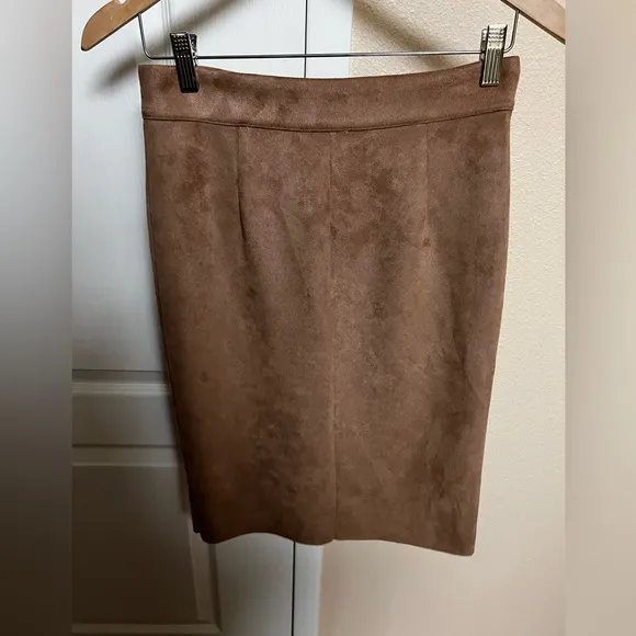 Fate Faux Brown Suede Skirt Zipper Knee Length Size Medium