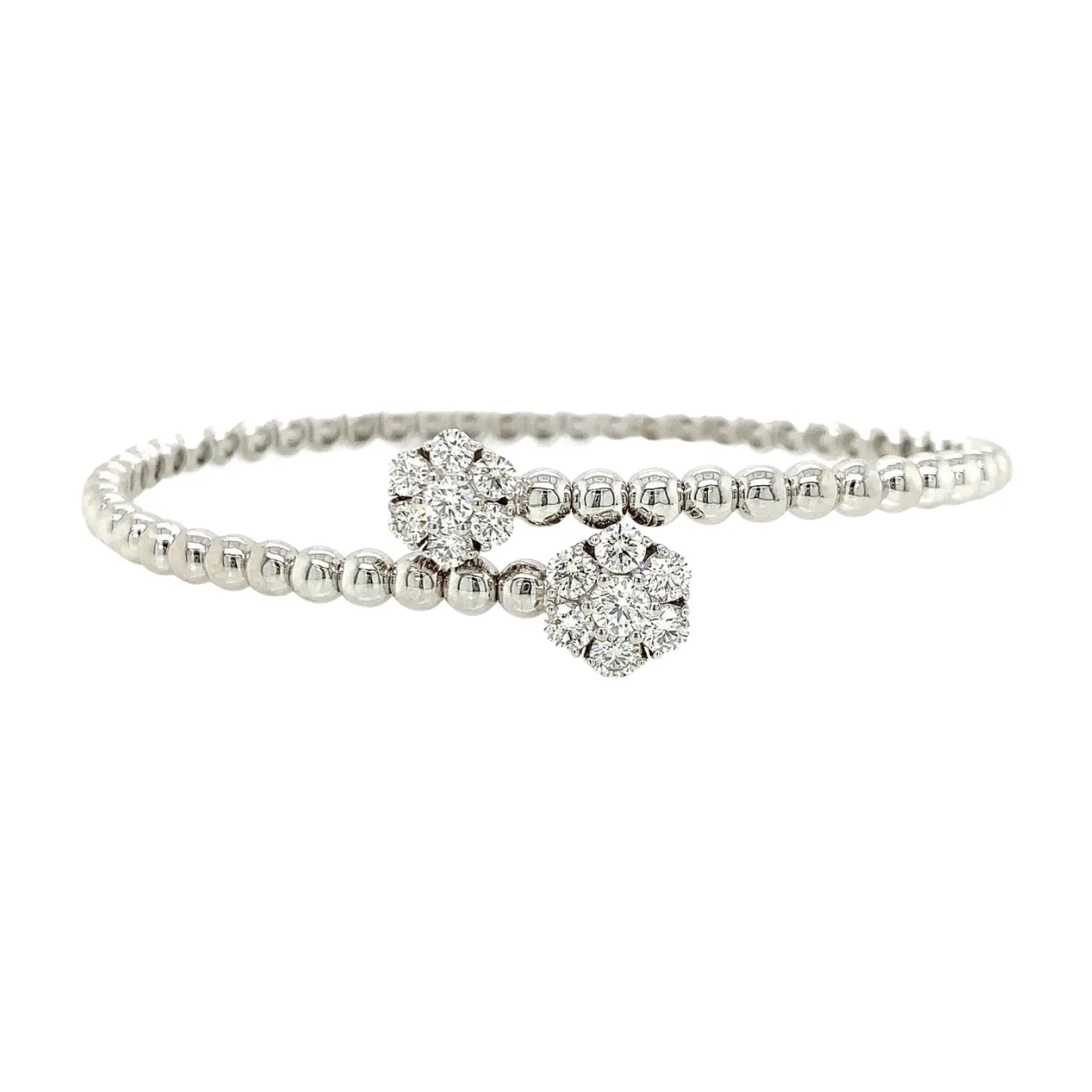 Flexible Double Diamond Bypass Cluster Bangle