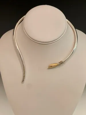 Flexible Neck Sterling Silver, 14K and 22K Gold Necklace MB138N