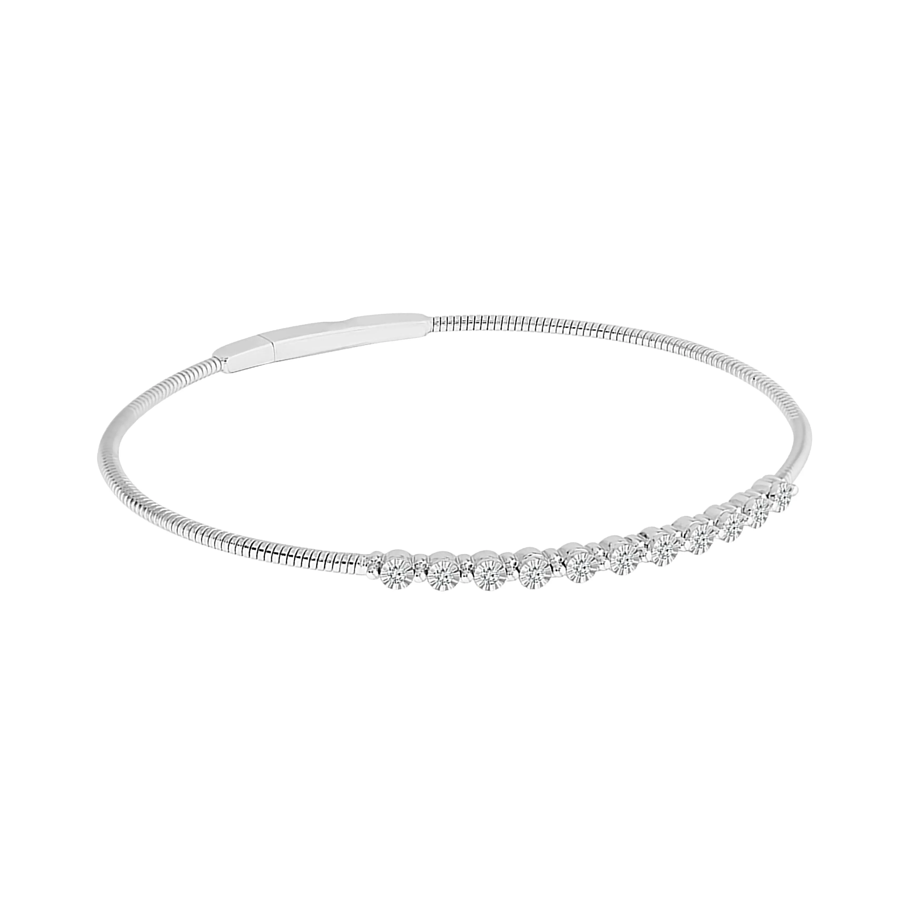 Flexie Diamond Bangle 1/8 ct tw 10k White Gold