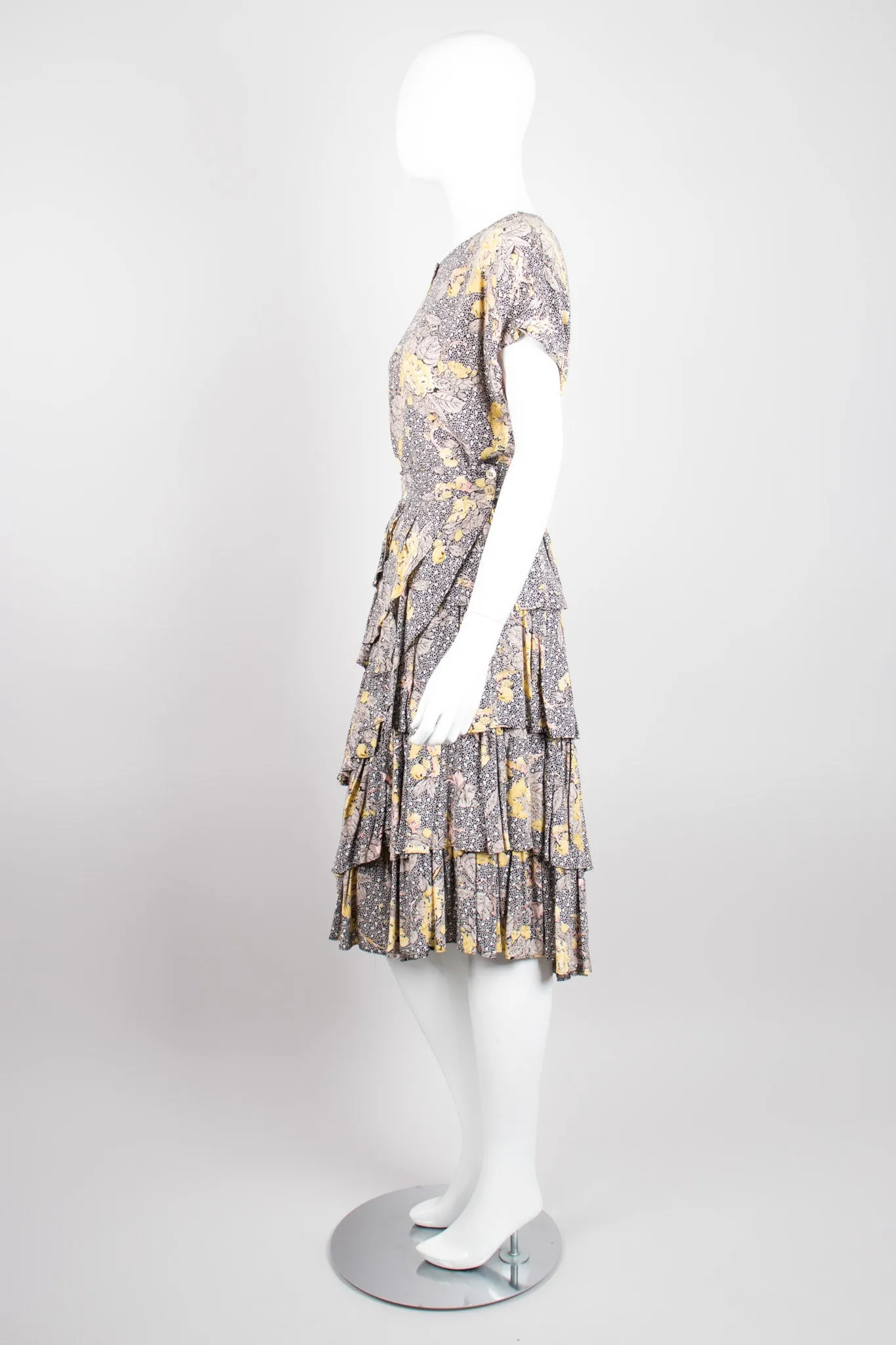 Floral Leaf Top & Ruffle Skirt Set