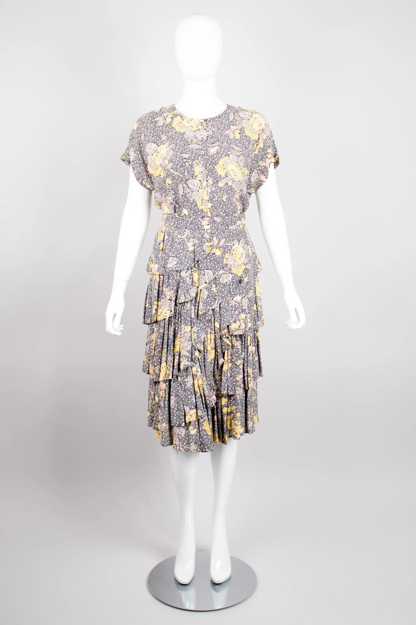Floral Leaf Top & Ruffle Skirt Set