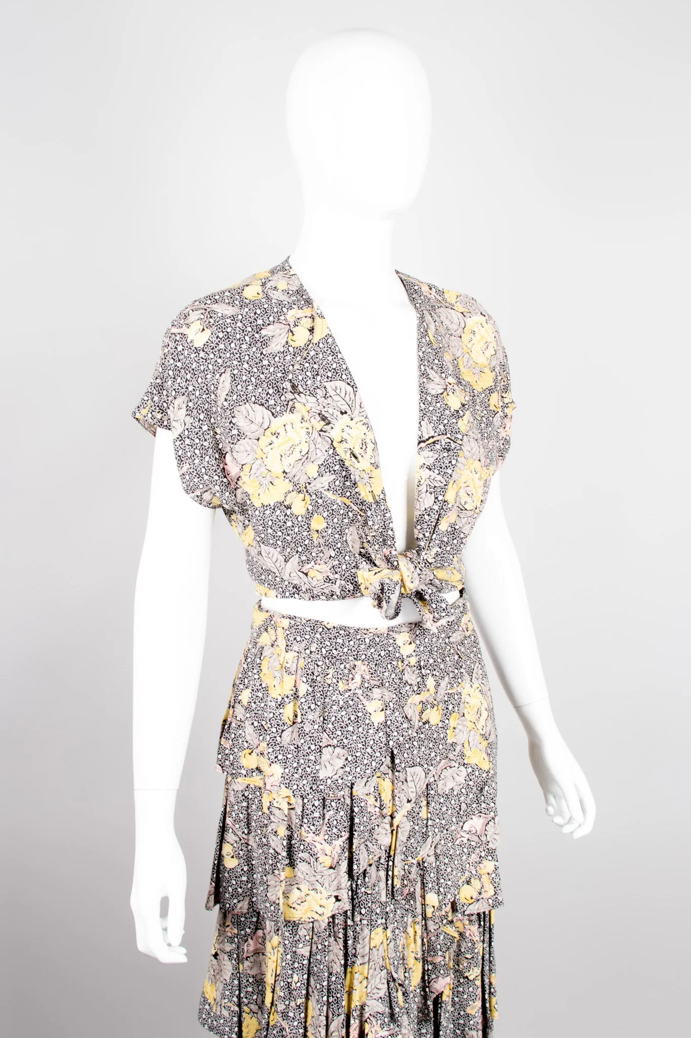 Floral Leaf Top & Ruffle Skirt Set