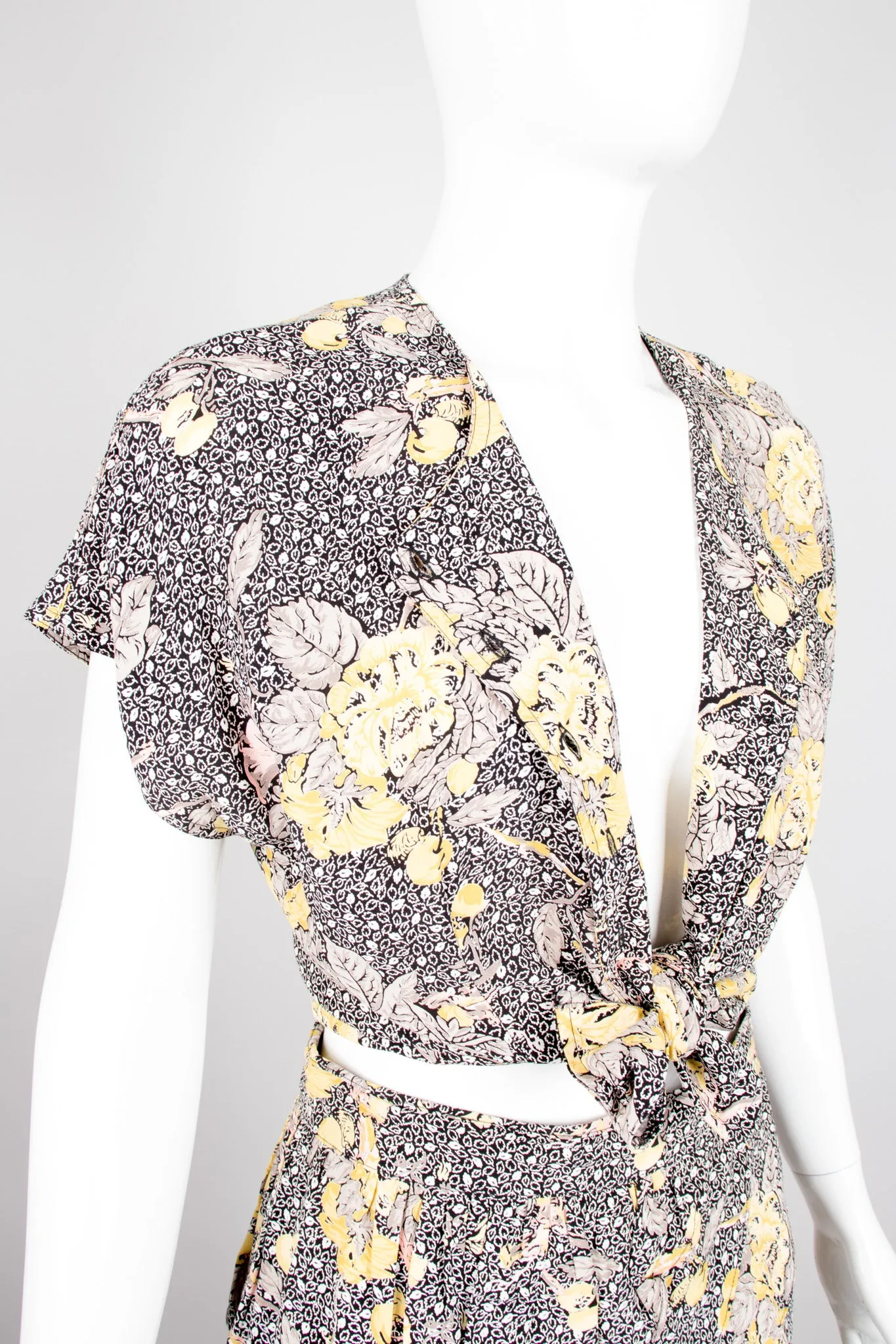 Floral Leaf Top & Ruffle Skirt Set