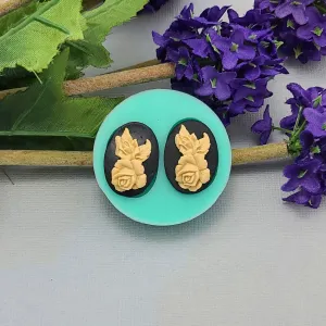 Flower 2 Cameos Flexible Silicone Mould for Crafts, Jewelry, Resin, Polymer Clay.