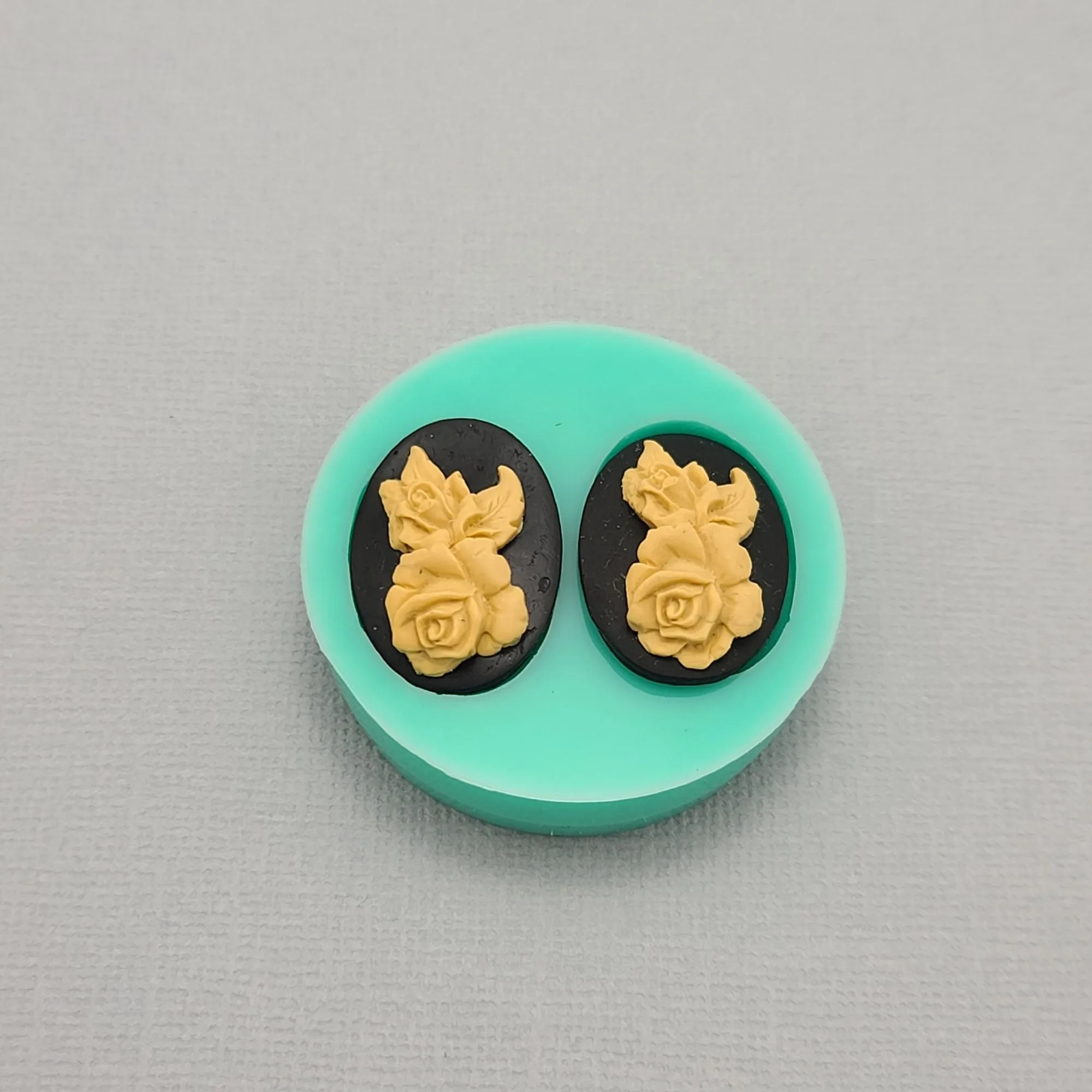 Flower 2 Cameos Flexible Silicone Mould for Crafts, Jewelry, Resin, Polymer Clay.