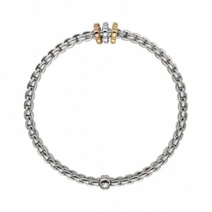 FOPE Prima Collection Tri-Tone Flex'it Bracelet in 18K White, Yellow and Rose Gold