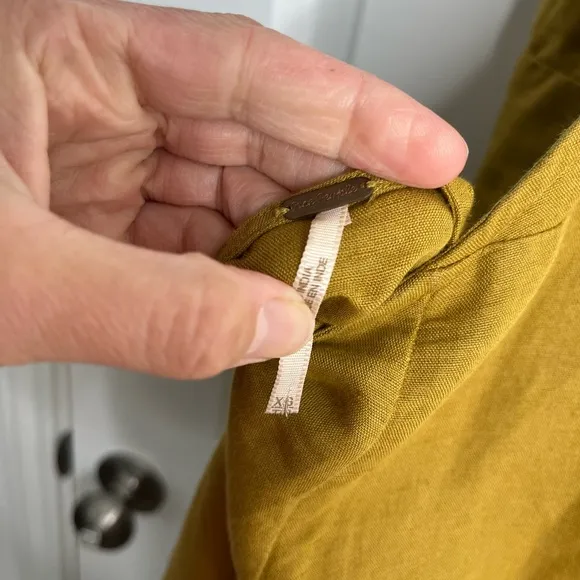 Free People Anika MIDI Dress Linen/ Cotton Yellow Gold Size XS