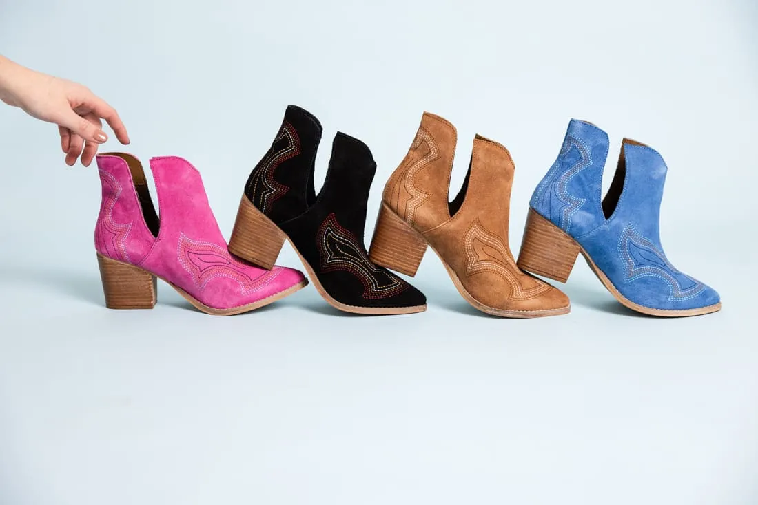 Genuine Suede Journee Ankle Boots in Blue
