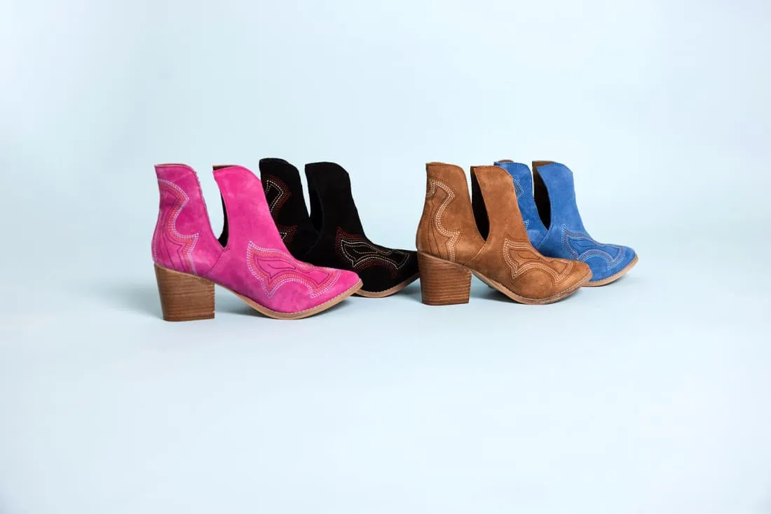 Genuine Suede Journee Ankle Boots in Blue