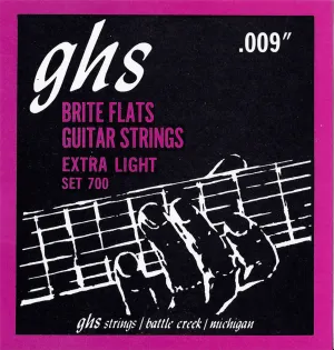 GHS Brite Flats Extra Light Electric Guitar Strings 9-42