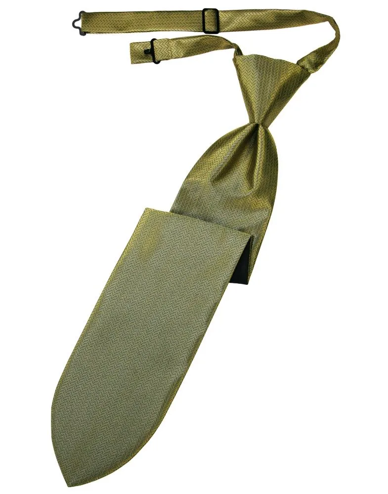 Gold Herringbone Kids Necktie