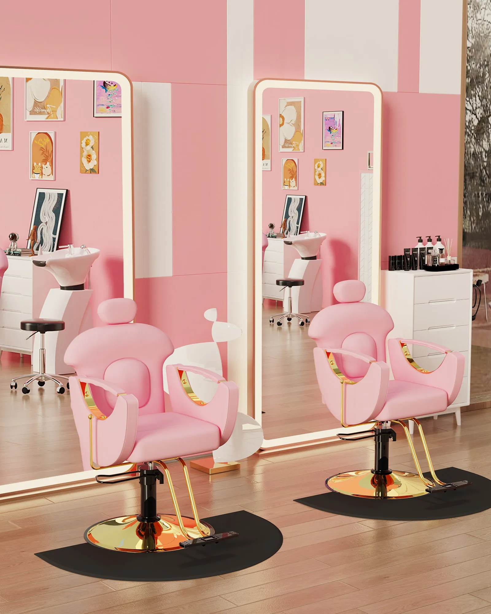 Gold Reclining Salon Chair BS-92
