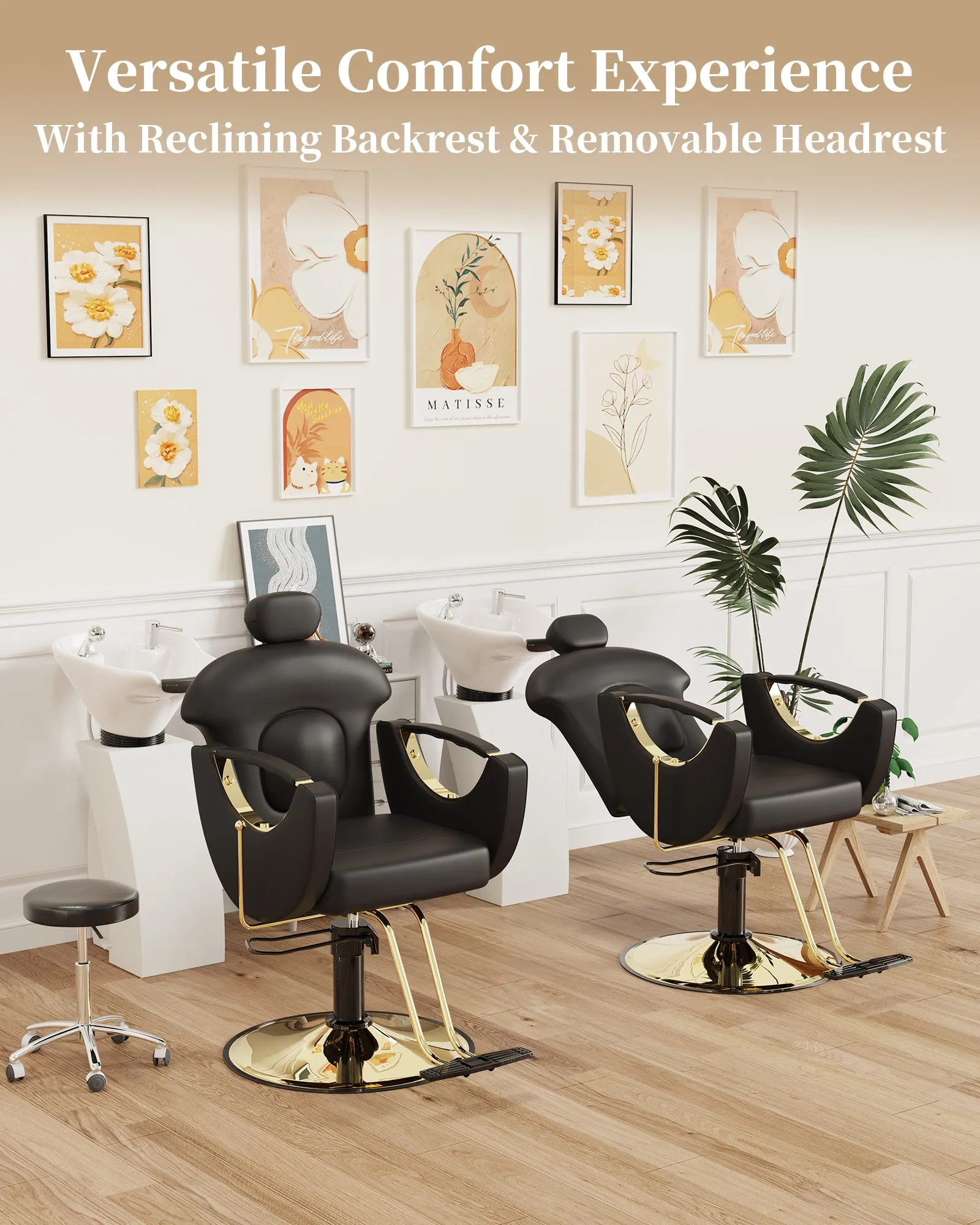 Gold Reclining Salon Chair BS-92