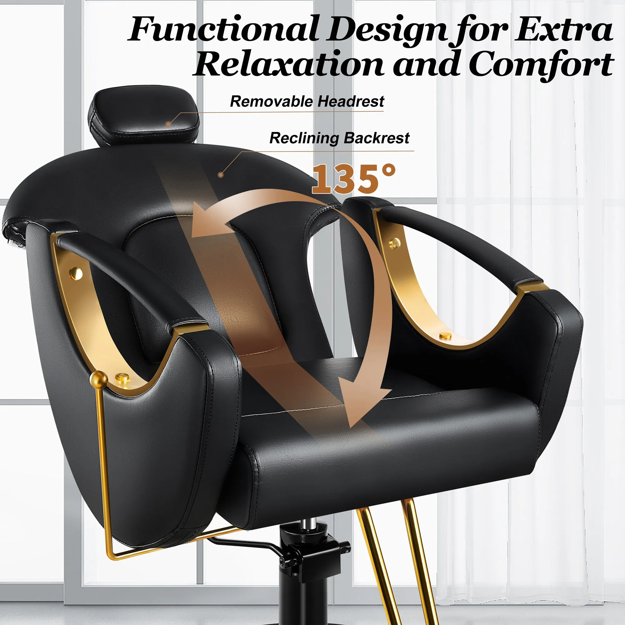 Gold Reclining Salon Chair BS-92