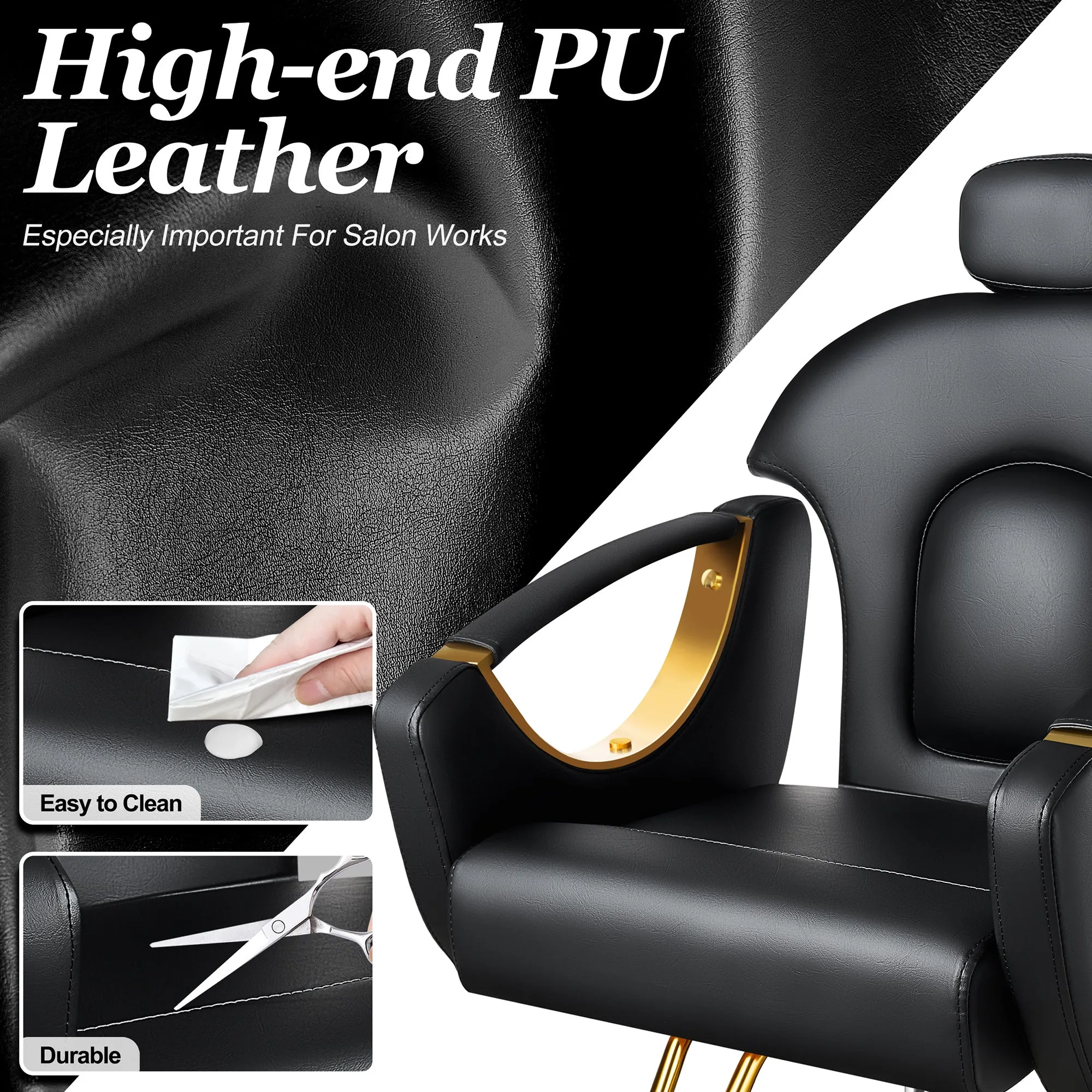 Gold Reclining Salon Chair BS-92