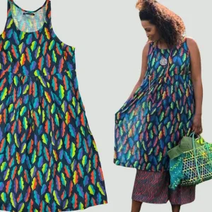 Gudrun Sjoden Dress | Pockets | Midi | Teal | Organic Cotton | Large