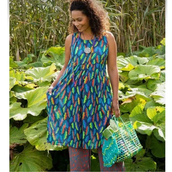 Gudrun Sjoden Dress | Pockets | Midi | Teal | Organic Cotton | Large