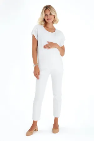Handy Crossover Short Sleeve Cotton Maternity/Nursing Top