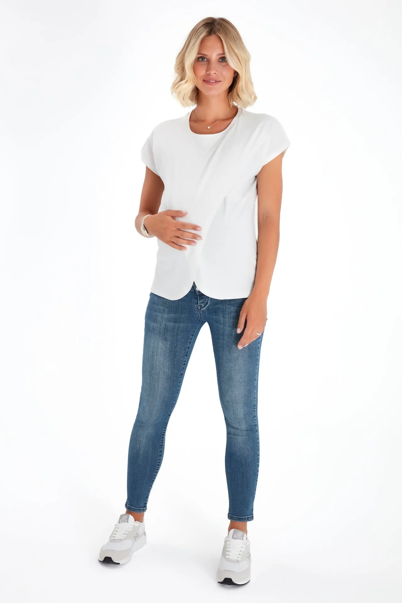 Handy Crossover Short Sleeve Cotton Maternity/Nursing Top