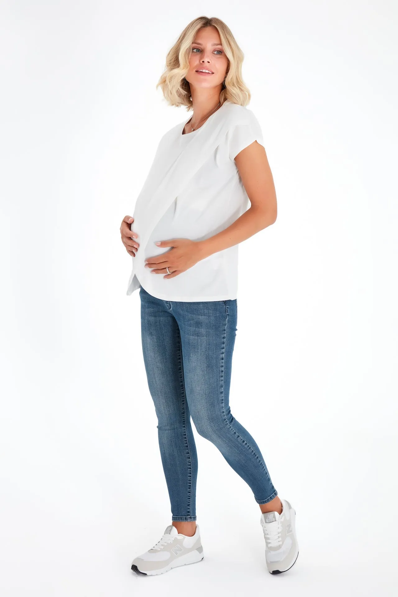 Handy Crossover Short Sleeve Cotton Maternity/Nursing Top