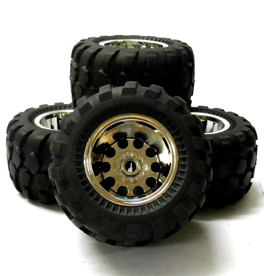 HS211506FR 1/10 Off Road Tamiya Caravan Monster Truck RC Wheels Tyres Chrome V2