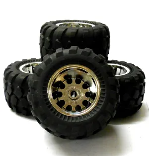 HS211506FR 1/10 Off Road Tamiya Caravan Monster Truck RC Wheels Tyres Chrome V2