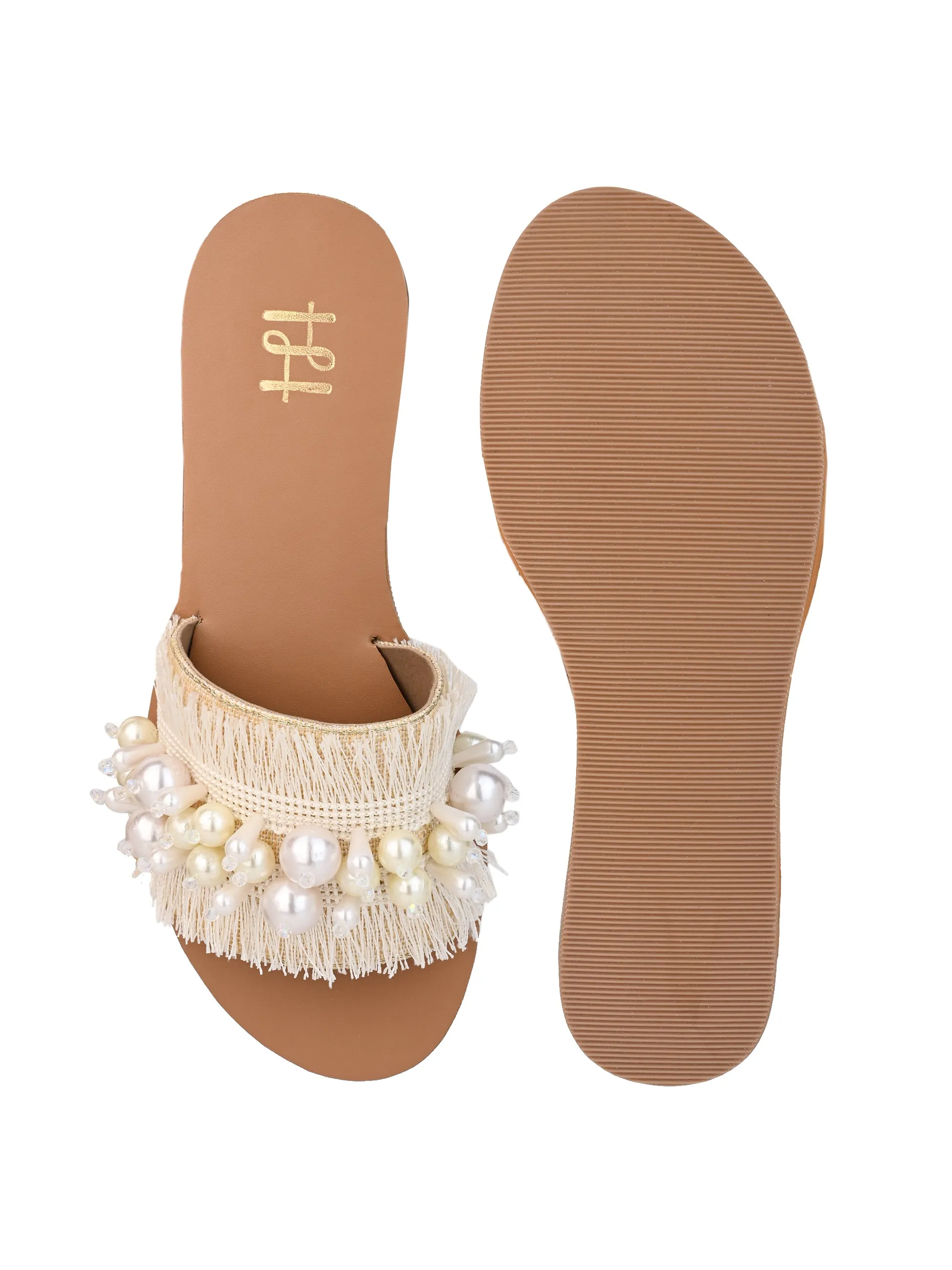 Hydes and Hues Women White Pearl Flats