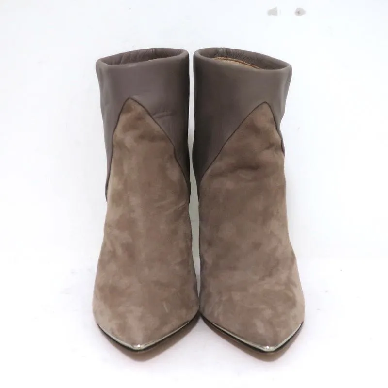 IRO Ankle Boots Keira Taupe Leather & Suede Size 37 Pointed Toe Booties