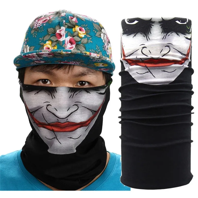 Joker Clown Skull Mask Half Face Bandana Scarf