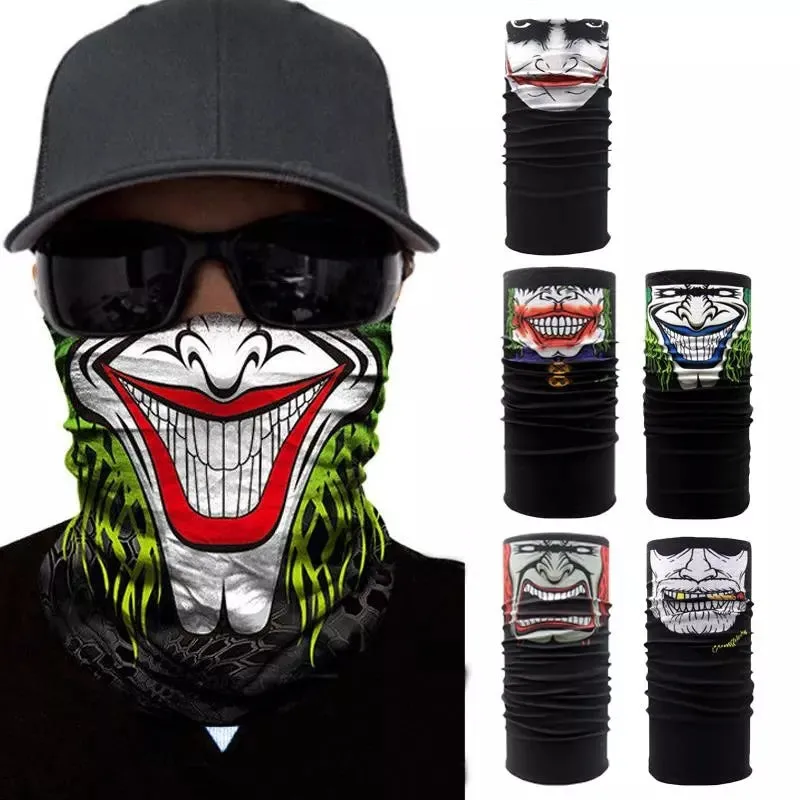 Joker Clown Skull Mask Half Face Bandana Scarf