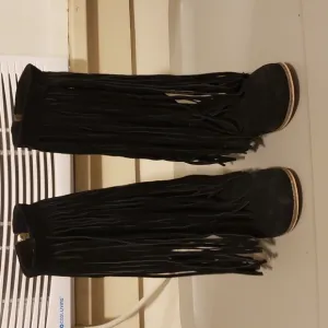 Joyfolie Black Suede Fringe Boots &quot;Willow&quot;