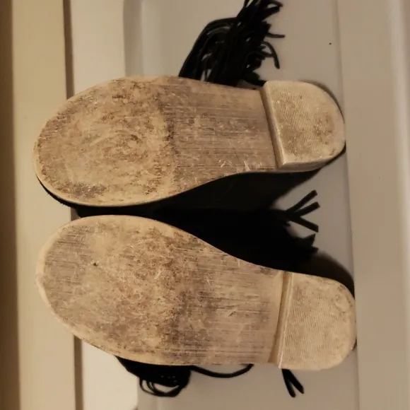 Joyfolie Black Suede Fringe Boots &quot;Willow&quot;