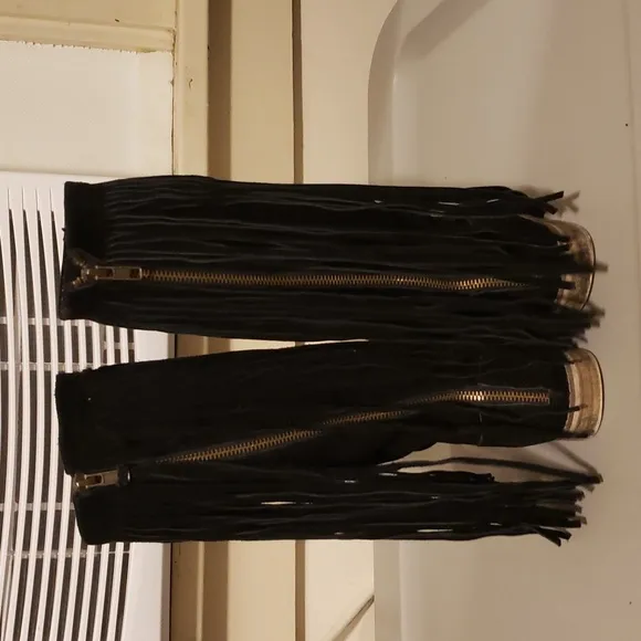 Joyfolie Black Suede Fringe Boots &quot;Willow&quot;