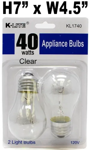 K-Lite 40W Appliance Bulbs Clear (KL1740) 2 Pk