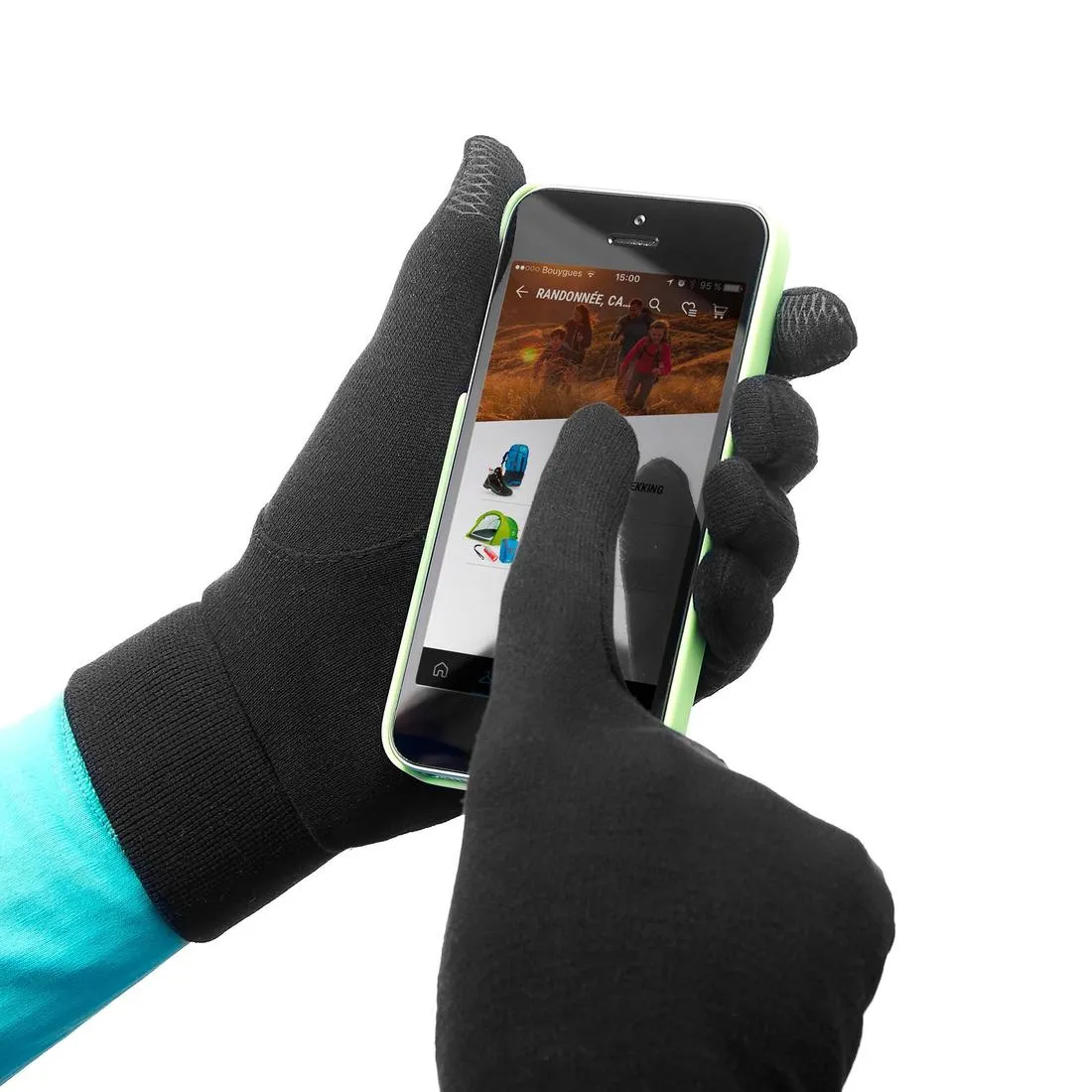 KIDS’ HIKING TOUCHSCREEN COMPATIBLE GLOVES - SH500 MOUNTAIN SILK - AGE 6-14