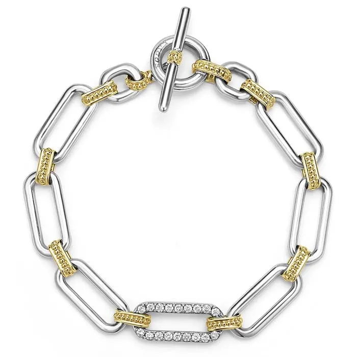 LAGOS Diamond Station Link Bracelet in 18K Yellow Gold and Sterling Silver