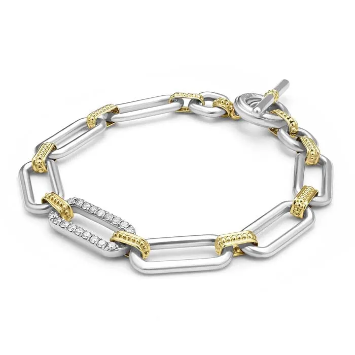 LAGOS Diamond Station Link Bracelet in 18K Yellow Gold and Sterling Silver