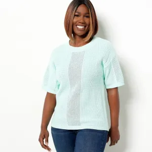 Laurie Felt Women's Top Sweater Sz XXS Cotton Short Sleeve Mint (Green)