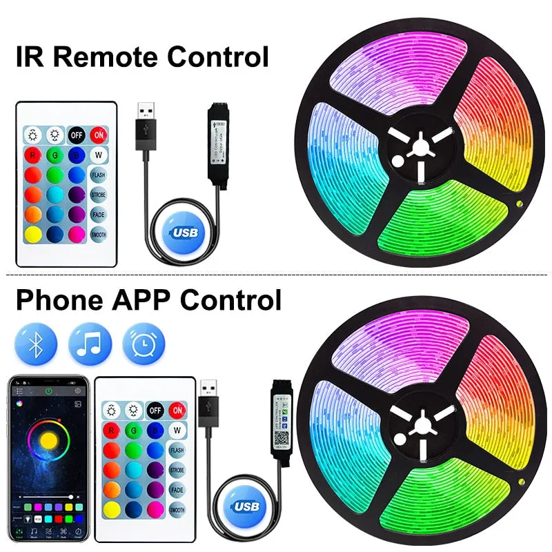 LED Strip BackLight USB Bluetooth RGB 5V Flexible Tape Ribbon For TV Desktop Screen